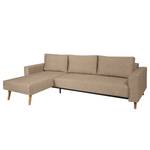 Ecksofa Topas (mit Schlaffunktion) Webstoff - Stoff Zahira: Beige-Grau - Longchair davorstehend links