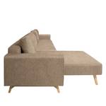 Ecksofa Topas (mit Schlaffunktion) Webstoff - Stoff Zahira: Beige-Grau - Longchair davorstehend links