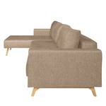 Ecksofa Topas (mit Schlaffunktion) Webstoff - Stoff Zahira: Beige-Grau - Longchair davorstehend links