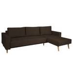 Ecksofa Topas (mit Schlaffunktion) Webstoff - Stoff Zahira: Braun - Longchair davorstehend rechts