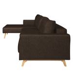 Ecksofa Topas (mit Schlaffunktion) Webstoff - Stoff Zahira: Braun - Longchair davorstehend links