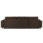 Ecksofa Topas (mit Schlaffunktion) Webstoff - Stoff Zahira: Braun - Longchair davorstehend links