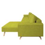 Ecksofa Topas (mit Schlaffunktion) Webstoff - Stoff Zahira: Limette - Longchair davorstehend rechts