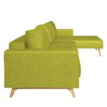 Ecksofa Topas (mit Schlaffunktion) Webstoff - Stoff Zahira: Limette - Longchair davorstehend rechts