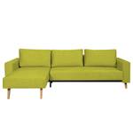 Ecksofa Topas (mit Schlaffunktion) Webstoff - Stoff Zahira: Limette - Longchair davorstehend links