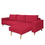 Ecksofa Topas (mit Schlaffunktion) Webstoff - Stoff Zahira: Rot - Longchair davorstehend rechts