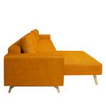 Ecksofa Topas (mit Schlaffunktion) Webstoff - Stoff Zahira: Senfgelb - Longchair davorstehend links