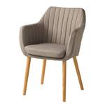 Chaise à accoudoirs Leedy I Tissu / Chêne massif - Tissu Zea: Beige - 1 chaise
