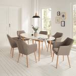 Armleunstoel Leedy I geweven stof/massief eikenhout - Geweven stof Zea: Beige - Stoel