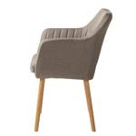 Chaise à accoudoirs Leedy I Tissu / Chêne massif - Tissu Zea: Beige - 1 chaise