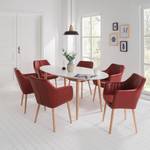 Chaise à accoudoirs Leedy IV Tissu / Chêne massif - Rouge cerise - 1 chaise