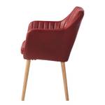 Chaise à accoudoirs Leedy IV Tissu / Chêne massif - Rouge cerise - 1 chaise