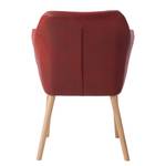 Sedia con braccioli Leedy IV tessuto / legno massello di quercia - Rosso ciliegia - 1 sedia