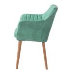 Sedia con braccioli Leedy IV tessuto / legno massello di quercia - Verde menta - 1 sedia