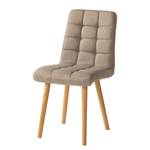 Chaise capitonnée Doskie I Tissu / Chêne massif - Tissu Zea: Beige - Lot de 2