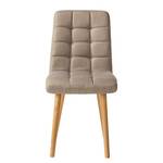 Chaise capitonnée Doskie I Tissu / Chêne massif - Tissu Zea: Beige - Lot de 2