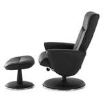 Relaxfauteuil Kenzo (met hocker) zwart kunstleer