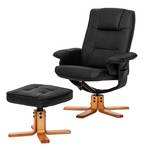 Relaxfauteuil Cosimo (met hocker) zwart echt leer