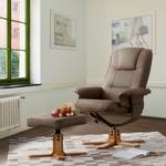 Relaxfauteuil Cosimo (met hocker) aardekleurig echt leer