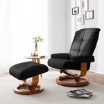 Relaxfauteuil Tennesse (met hocker) echt leer / kunstleer - Zwart