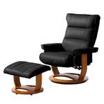 Relaxfauteuil Evansville (met hocker) echt leer - Zwart