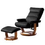 Fauteuil de relaxation Evansville Avec repose-pieds - Cuir véritable - Noir