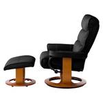 Relaxfauteuil Evansville (met hocker) echt leer - Zwart