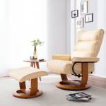 Fauteuil de relaxation Evansville Avec repose-pieds - Cuir véritable - Crème