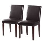 Chaises capitonnées Laurel (lot de 2) Cuir régénéré - Marron foncé