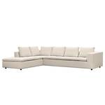 Hoekbank Brooklyn IV geweven stof Geweven stof Saia: Beige - Breedte: 312 cm - Ottomaan vooraanzicht links