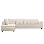 Hoekbank Brooklyn IV geweven stof Geweven stof Saia: Beige - Breedte: 312 cm - Ottomaan vooraanzicht links