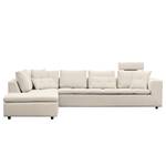 Hoekbank Brooklyn IV geweven stof Geweven stof Saia: Beige - Breedte: 312 cm - Ottomaan vooraanzicht links