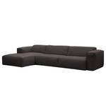 Ecksofa HUDSON 3-Sitzer mit Longchair Webstoff Anda II: Anthrazit - Breite: 317 cm - Longchair davorstehend links