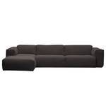 Ecksofa HUDSON 3-Sitzer mit Longchair Webstoff Anda II: Anthrazit - Breite: 317 cm - Longchair davorstehend links