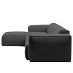 Ecksofa HUDSON 3-Sitzer mit Longchair Webstoff Milan: Anthrazit - Breite: 317 cm - Longchair davorstehend links