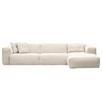 Hoekbank HUDSON 3-zits met chaise longue Geweven stof Saia: Beige - Breedte: 328 cm - Longchair vooraanzicht rechts