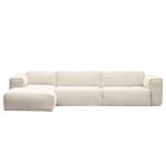 Hoekbank HUDSON 3-zits met chaise longue Geweven stof Saia: Beige - Breedte: 328 cm - Longchair vooraanzicht links