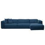 Hoekbank HUDSON 3-zits met chaise longue Geweven stof Anda II: Blauw - Breedte: 328 cm - Longchair vooraanzicht rechts