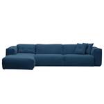 Ecksofa HUDSON 3-Sitzer mit Longchair Webstoff Anda II: Blau - Breite: 328 cm - Longchair davorstehend links