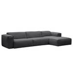 Hoekbank HUDSON 3-zits met chaise longue Geweven stof Anda II: Grijs - Breedte: 317 cm - Longchair vooraanzicht rechts