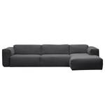 Ecksofa HUDSON 3-Sitzer mit Longchair Webstoff Anda II: Grau - Breite: 317 cm - Longchair davorstehend rechts