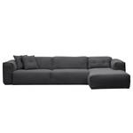 Ecksofa HUDSON 3-Sitzer mit Longchair Webstoff Anda II: Grau - Breite: 317 cm - Longchair davorstehend rechts