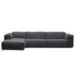 Ecksofa HUDSON 3-Sitzer mit Longchair Webstoff Anda II: Grau - Breite: 317 cm - Longchair davorstehend links