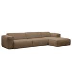 Ecksofa HUDSON 3-Sitzer mit Longchair Webstoff Milan: Grau-Braun - Breite: 317 cm - Longchair davorstehend rechts