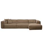 Hoekbank HUDSON 3-zits met chaise longue Geweven stof Milan: Grijs-Marron - Breedte: 317 cm - Longchair vooraanzicht rechts