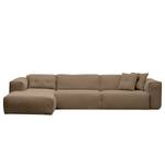 Hoekbank HUDSON 3-zits met chaise longue Geweven stof Milan: Grijs-Marron - Breedte: 317 cm - Longchair vooraanzicht links