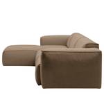 Hoekbank HUDSON 3-zits met chaise longue Geweven stof Milan: Grijs-Marron - Breedte: 317 cm - Longchair vooraanzicht links