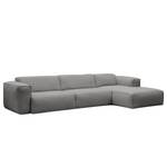 Hoekbank HUDSON 3-zits met chaise longue Geweven stof Milan: Lichtgrijs - Breedte: 317 cm - Longchair vooraanzicht rechts