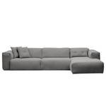 Ecksofa HUDSON 3-Sitzer mit Longchair Webstoff Milan: Hellgrau - Breite: 317 cm - Longchair davorstehend rechts