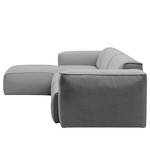 Hoekbank HUDSON 3-zits met chaise longue Geweven stof Milan: Lichtgrijs - Breedte: 317 cm - Longchair vooraanzicht links